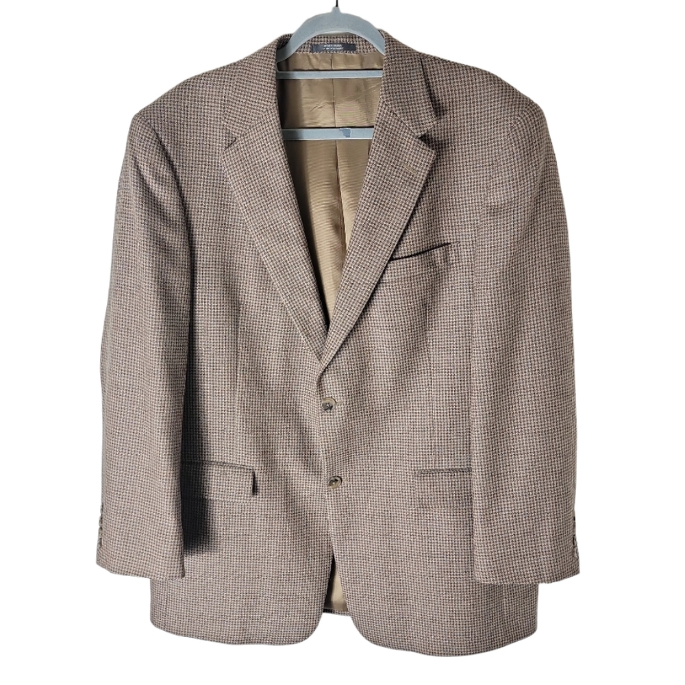 Austin Reed London crean brown houndstooth plaid men blazer size 43R